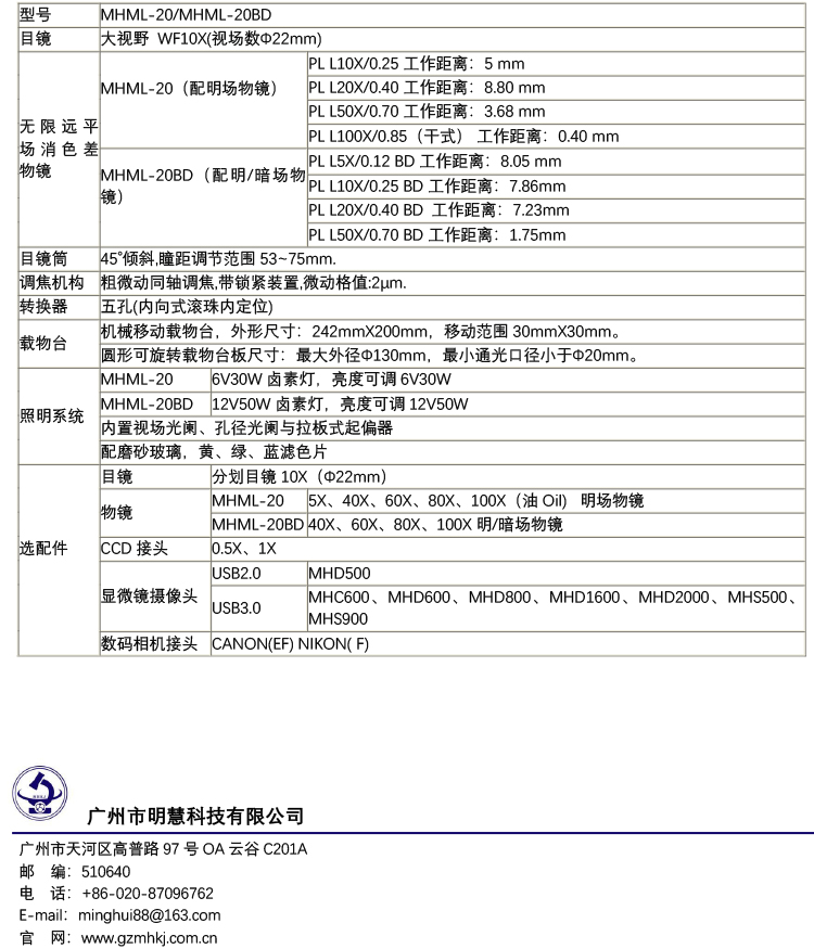 倒置金相显微镜MHML-20BD，广州市明慧科技有限公司
